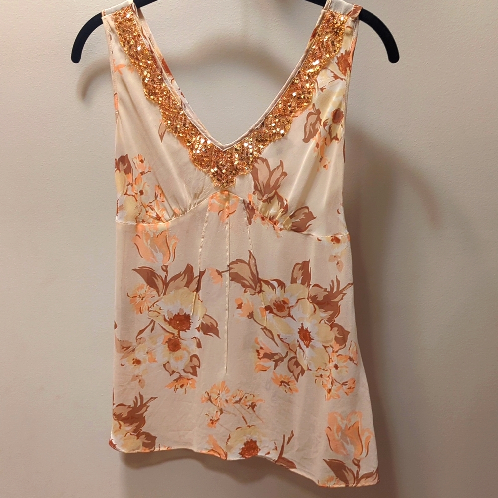 Banana Republic Size OP Sheer Zippered Blouse Cream Altered from a 0 to Petite0